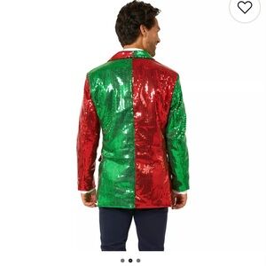 Vibrant Christmas Sequin Men's Jacket in Red and Green